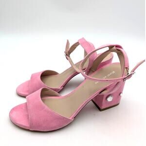 Stuart Weitzman Allshine Block Heel Sandal Women's Pink Size US9B EU39.5